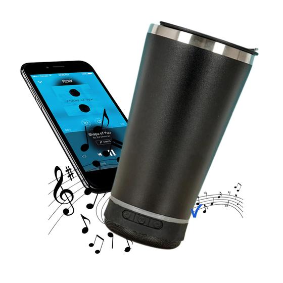 Copo Térmico Tipo Stanley com Caixa de Som Bluetooth Led e Abridor