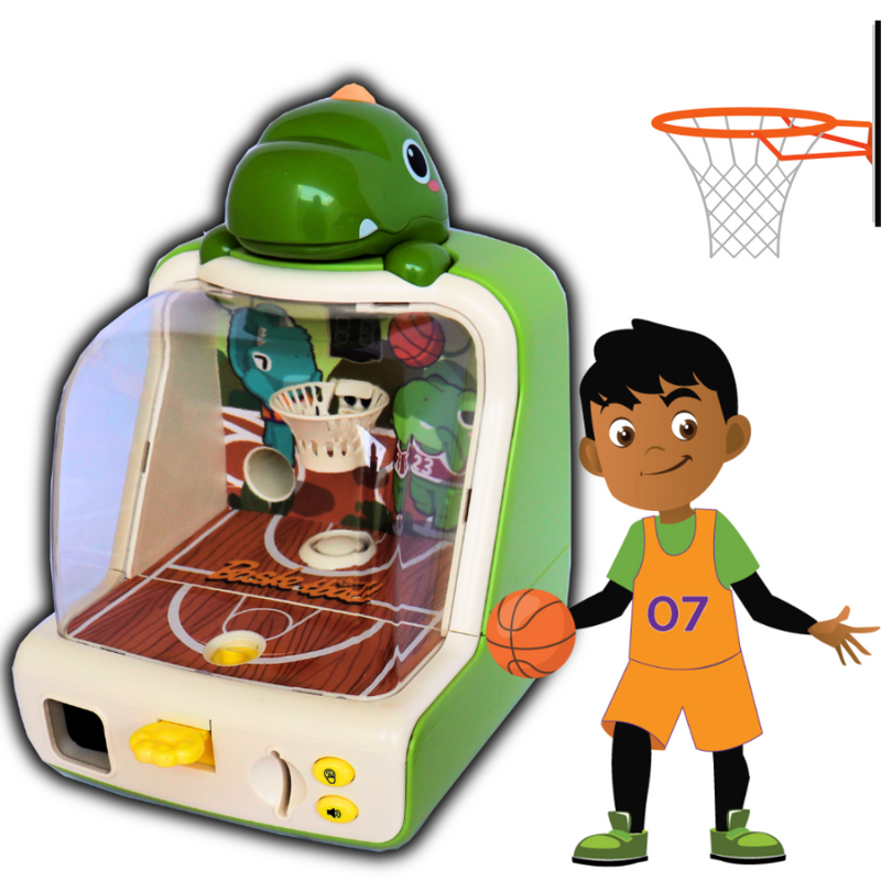 Mini Máquina de Basquete Jogo de Mesa Eletrônico Placar Digital Som Fliperama Verde, Brinquedo Jogo de Basquete Arcade de Dedo Eletrônico Som Música Luzes, Jogo Quadra de Basquete Infantil,