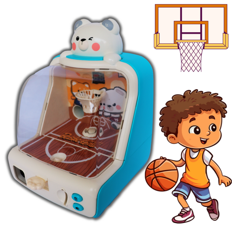 Mini Máquina de Basquete Jogo de Mesa Eletrônico Placar Digital Som Fliperama Verde, Brinquedo Jogo de Basquete Arcade de Dedo Eletrônico Som Música Luzes, Jogo Quadra de Basquete Infantil,