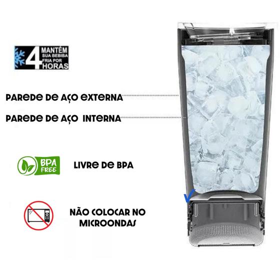 Copo Térmico Tipo Stanley com Caixa de Som Bluetooth Led e Abridor