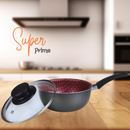 Super Jogo De Panelas Dona Chefa  Elegan 20 peças Prime Rosê Anti Aderente Tampa de Vidro Com Espátulas Utensílios De Silicone