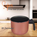 Super Jogo De Panelas Dona Chefa  Elegan 20 peças Prime Rosa Anti Aderente Tampa de Vidro Com Espátulas Utensílios De Silicone