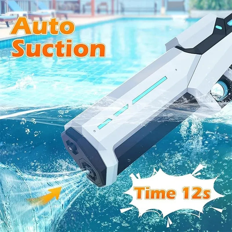 Pistola de água elétrica para adultos e crianças, jato potente, sucção automática de água, jatos de água, brinquedo de praia para o verão, excelente presente para crianças