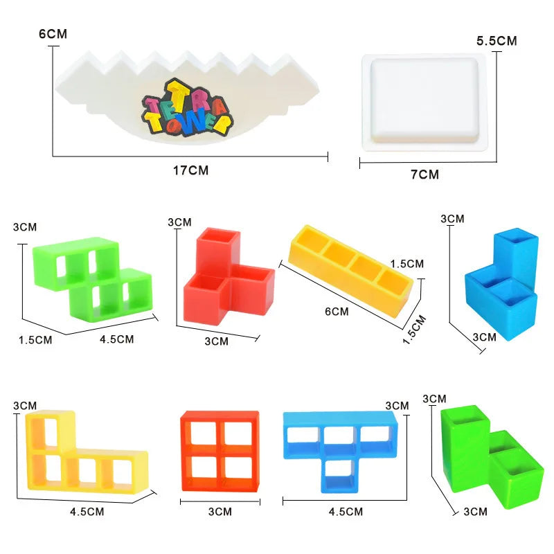 Jogo Tetra Tower Balance com Blocos de construção e empilhamento Quebra-cabeça Placa de montagem Tijolos Brinquedos educativos para crianças