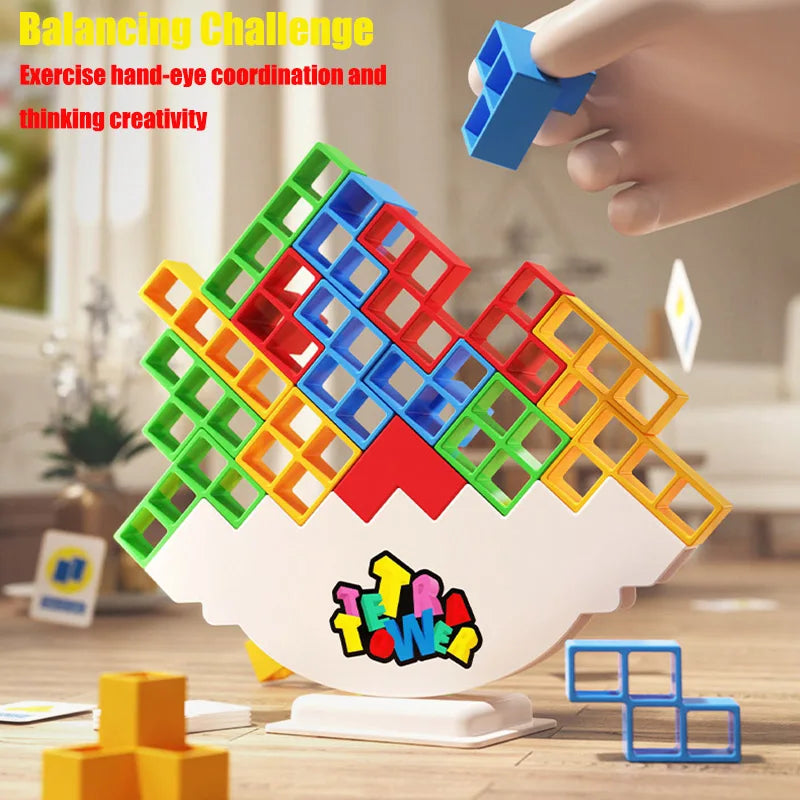 Jogo Tetra Tower Balance com Blocos de construção e empilhamento Quebra-cabeça Placa de montagem Tijolos Brinquedos educativos para crianças