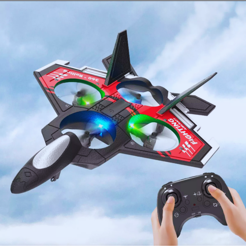 Avião Drone de Controle Remoto de Brinquedo Aircraft com 4 Hélices: Alta Performance, Estabilidade e Diversão ao Ar Livre – Ideal para Voos de Longo Alcance e Manobras Aéreas