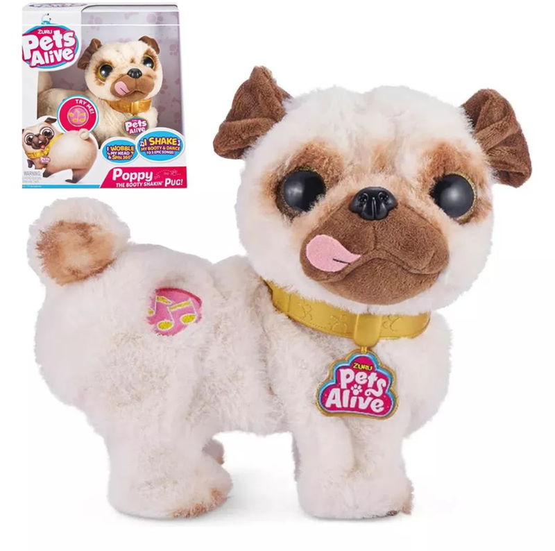 Cachorro Pelúcia Brinquedo Pets Alive Pug Shaking Booty 9 Cm Candide
