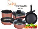 Conjunto de panelas Elegan 8 peças tampa de vidro anti aderente Rosê