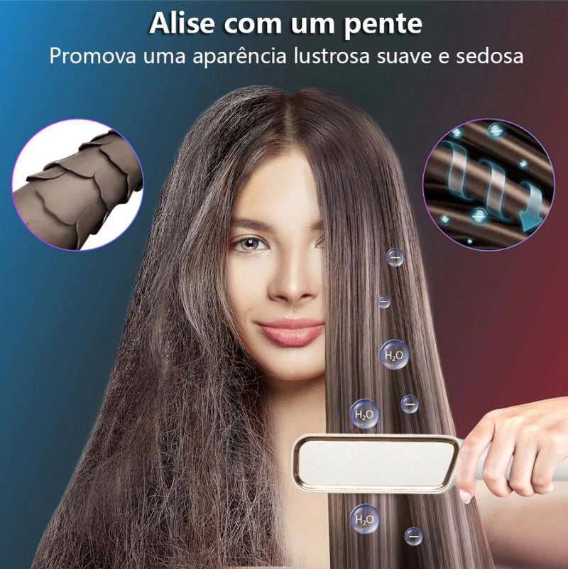 ESCOVA ALISADORA PROFISSIONAL 5 EM 1  COM CABO GIRATÓRIO, ALISA NA METADE DO TEMPO.