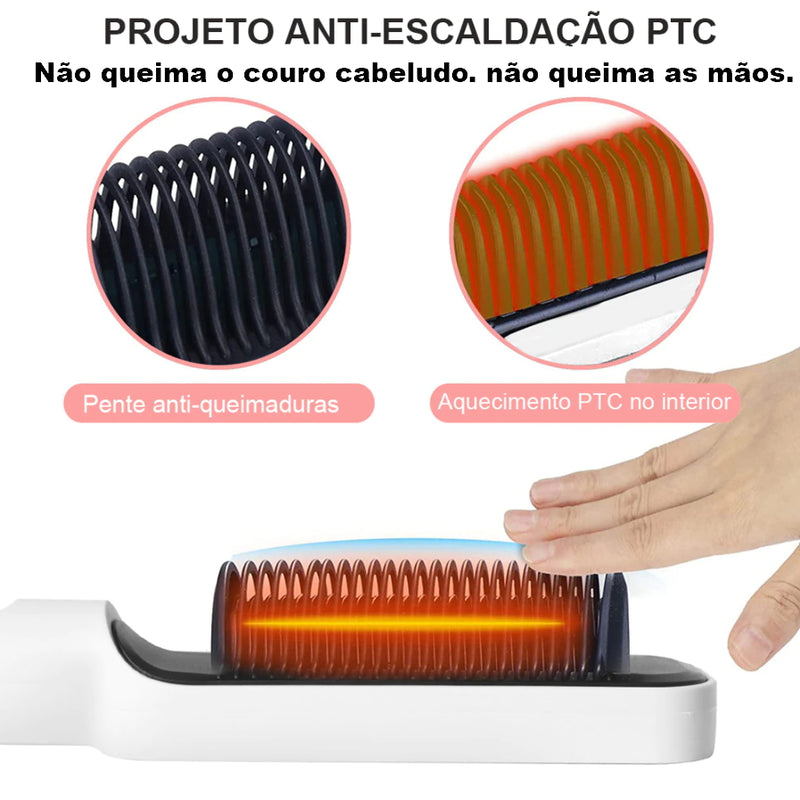 ESCOVA ALISADORA PROFISSIONAL 5 EM 1  COM CABO GIRATÓRIO, ALISA NA METADE DO TEMPO.