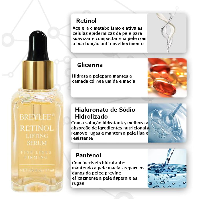 Breylee BasiKee retinol colágeno essência remove rugas anti envelhecimento rosto cuidados com a pele desaparecer linhas de expressão 100% natural.