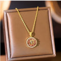 Colar com pingente de girassol giratório spinning de aço inoxidável  joias femininas colares gargantilha de zircônia fashion de luxo